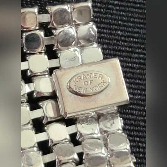 Vintage Rhinestone Kramer of New York Cuff 9 Row Crystal Evening Luxury Bracelet - Picture 14 of 14